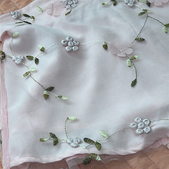 Babydoll Crop Top SHEIN NWT Floral 3D Embroidered Pink size Small - Picture 6 of 13